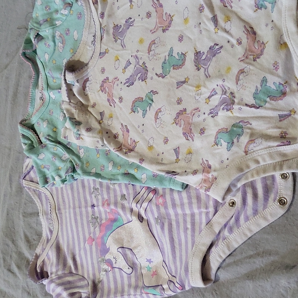 3 pack unicorn rainbow short sleeve onsies